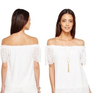 Lilly Pulitzer White Off-Shoulder Lace Blouse